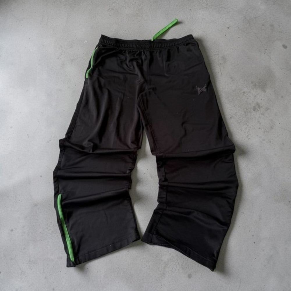 Tapout Mens Track Pants Black Neon Green Zip Ankle MMA Athletic Joggers Large